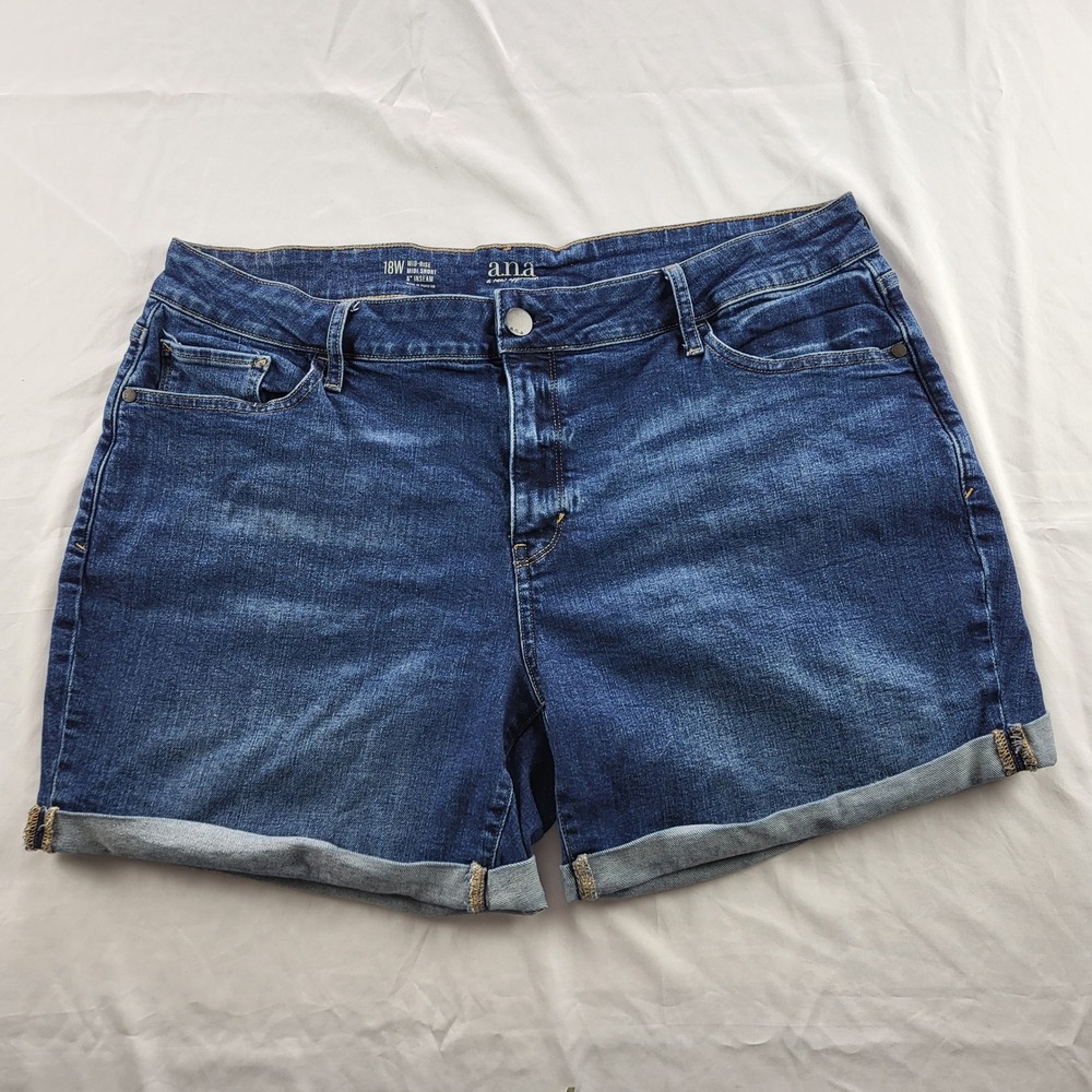 ana Womens Denim Midi Short Mid Rise 6" Inseam 18W a new approach